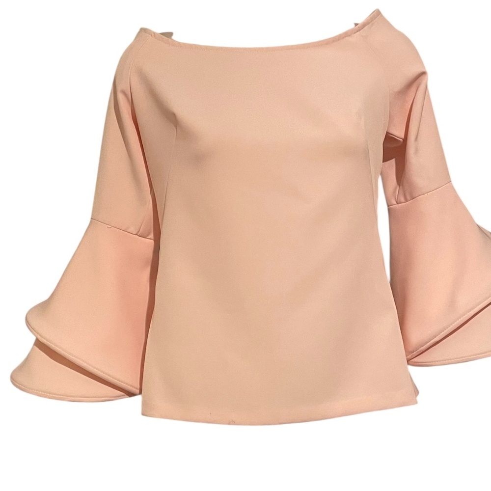 Alberto Makali Peach Blouse with Moldable Wire Sleeves Size XS